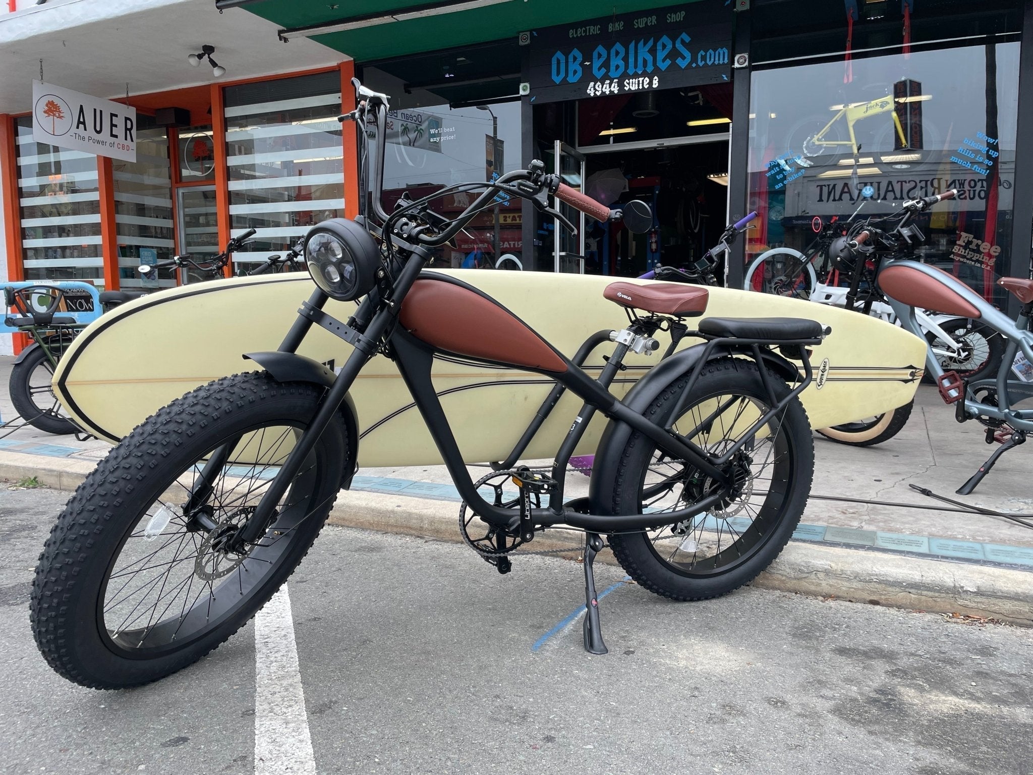 cafe racer electric bicycle REVI Cheetah Plus – Timberwolf Edition 750W Custom Electric Fat Tire e