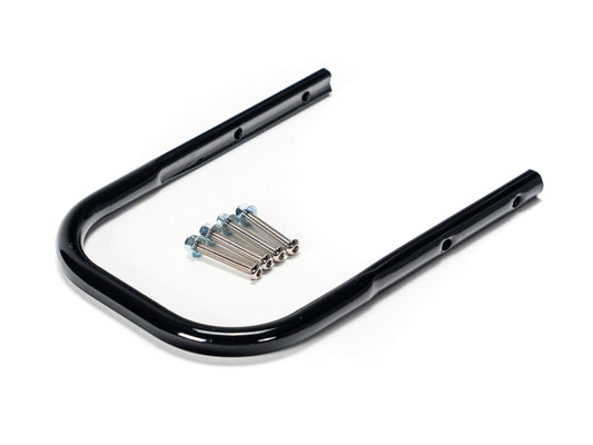 Stomp Ebox Dragster RS subframe, black metal motorcycle frame component, displayed on a white background.