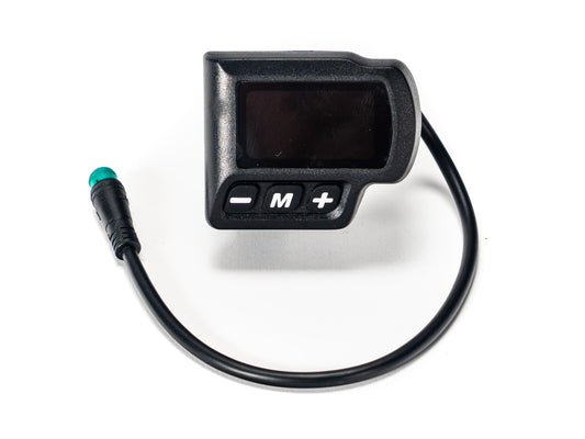Front view of the Stomp Ebox EBX Display showing the mode select screen with a clear digital interface and control buttons.