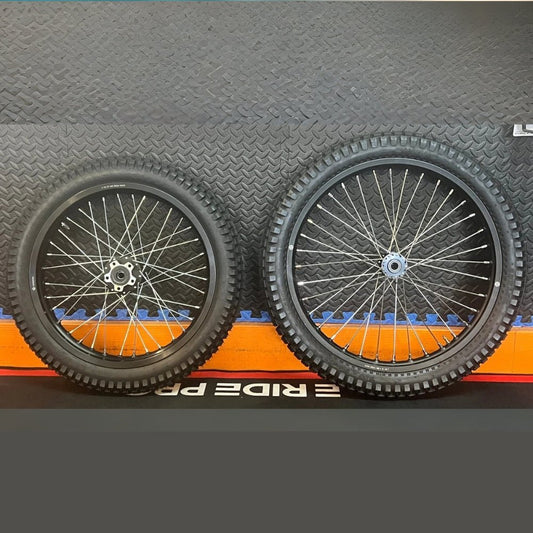 Throne eMoto Wheel Set Shinko 241 Dual Sport 18"/21" Front & Rear Wheel & Tire Set for Moto Bikes *Does not include rotor or sprocket* - Throne Wheel & Tire Set - Throne | Shinko | 18 inch | Front Wheel & Tire Set eBike Super Shop