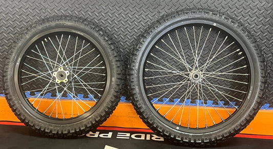 Throne eMoto Wheel Set Shinko 244 Dual Sport 18"/21" Front & Rear Wheel and Tire Set for Moto Bikes *Does not include rotor or sprocket* - Throne Wheel & Tire Set - Throne | Shinko | 18 inch | Front Wheel & Tire Set eBike Super Shop