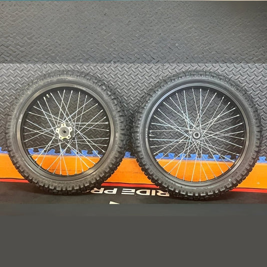 Throne eMoto Wheel Set Shinko 244 Dual Sport 19"/19" Front & Rear Wheel & Tire Set for Moto Bikes *Does not include rotor or sprocket* - Throne Wheel & Tire Set - Throne | Shinko | 19 inch | Front Wheel & Tire Set eBike Super Shop